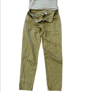H&M olive twill distressed pants w/matched camisole